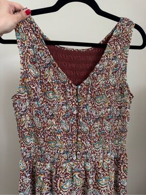 Fat Face Multicolor Paisley Smocked Dress in Rust, Teal & Mustard